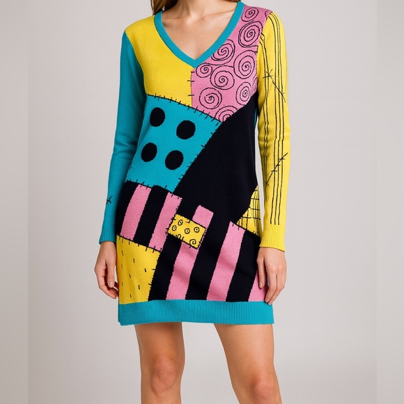 Disney The Nightmare Before Christmas Sally Long Sleeve Knit Sweater Dress - Picture 9 of 9